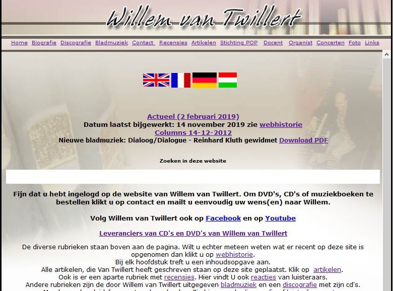 Afbeelding huidige website Willem van Twillert